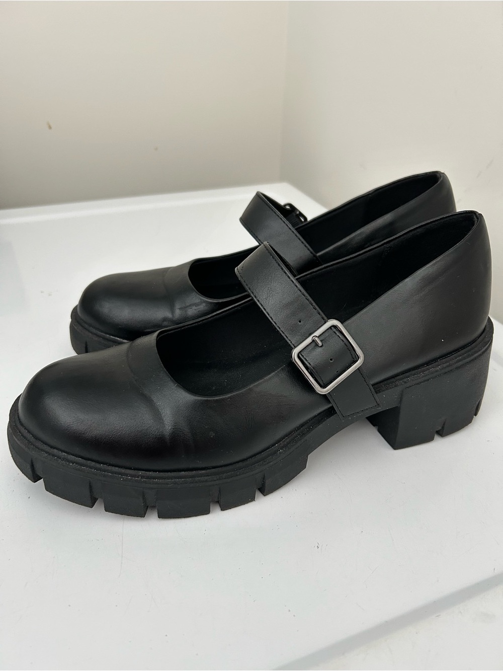 Madden NYC Chunky Mary Jane Platform Heels Black Size 10